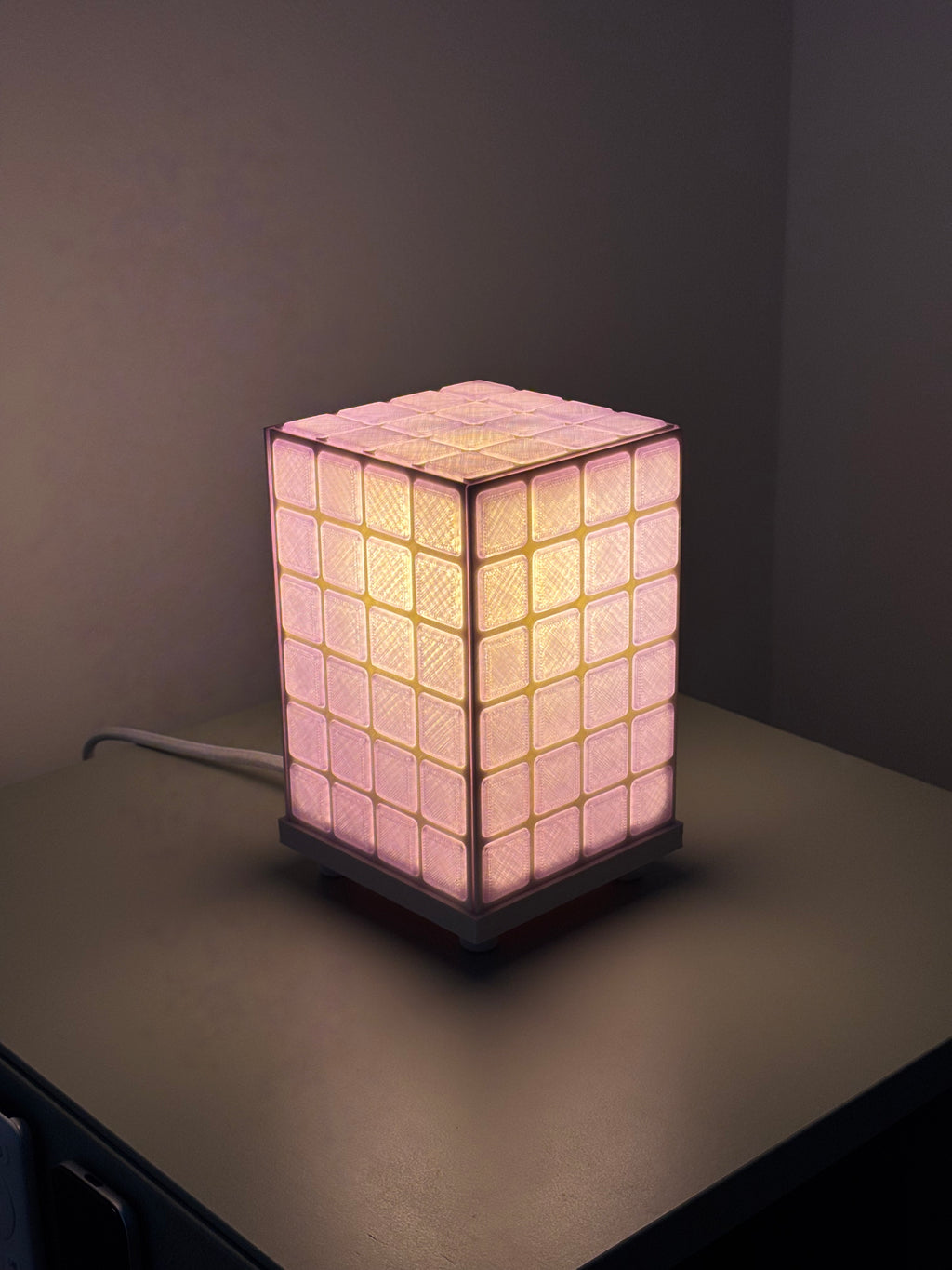 Handmade Tile Style Table Lamp – Geometric Bedside Accent Light